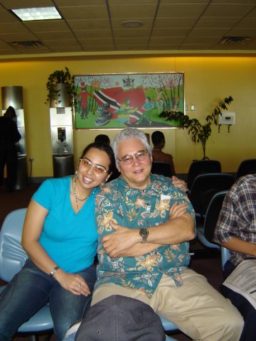 Astra and Dad - depature lounge, Trinidad 2